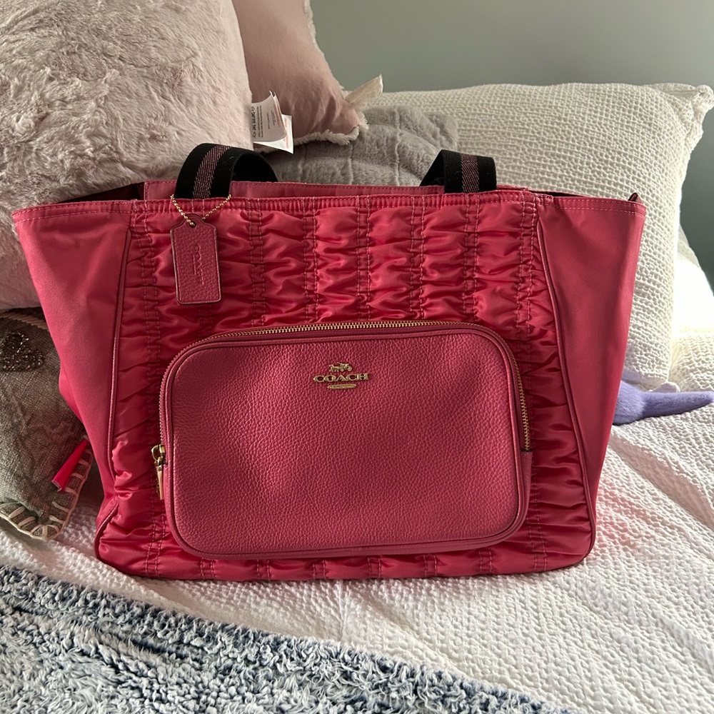 Coach ruffle nylon tote
